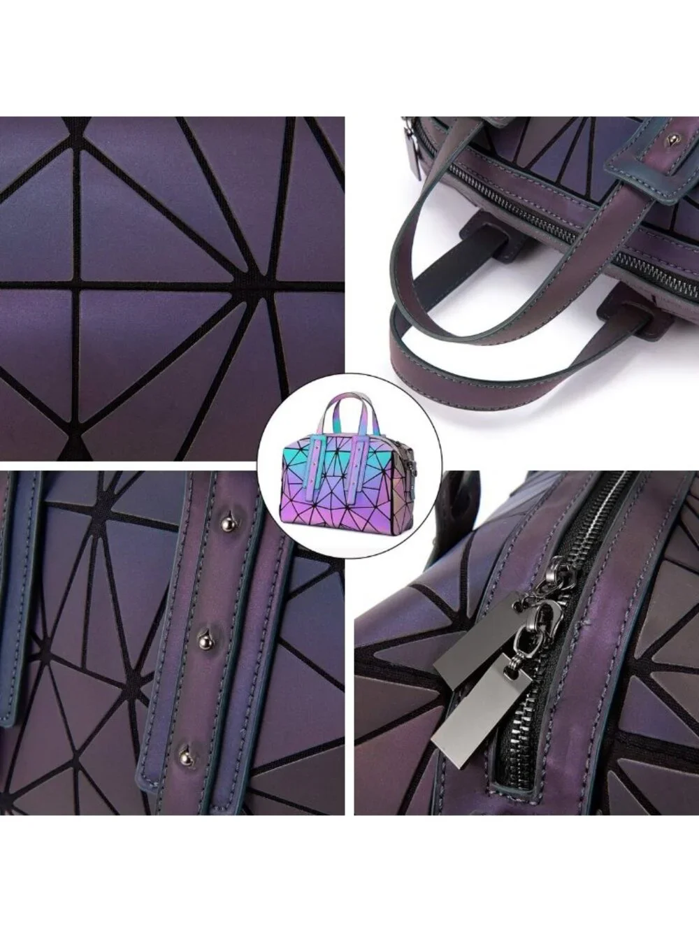 Luminous Geometric Holographic Crossbody Bag & Wallet - Stylish Women's Handbag